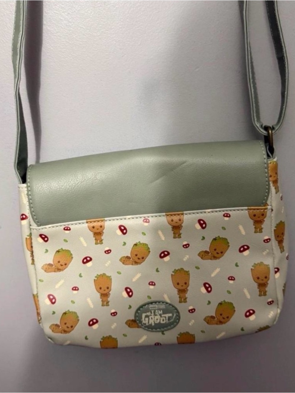 Her Universe Green Groot Crossbody Bag with Red Mushroom - Picture 2 of 4